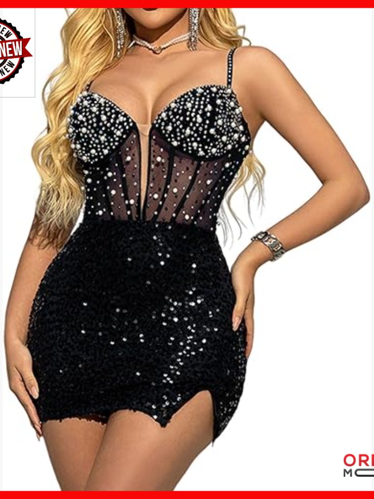 Sequin Mini Dress Sweetheart Neckline Backless Glitter Cocktail Party